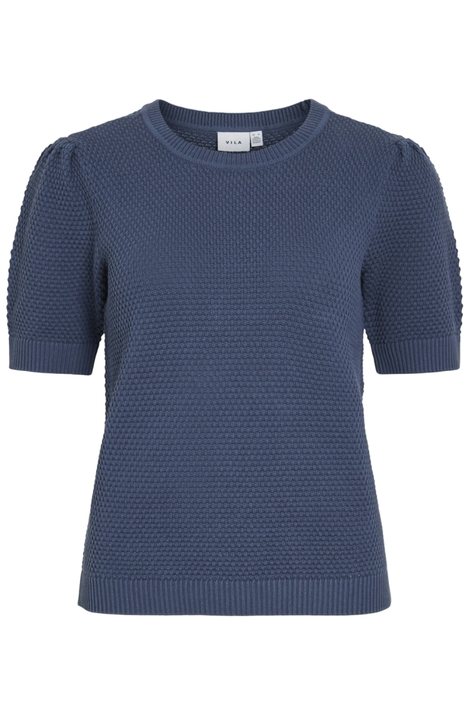 VIDALO O-NECK S/S KNIT TOP - NOOS 14084421 Vintage Indigo